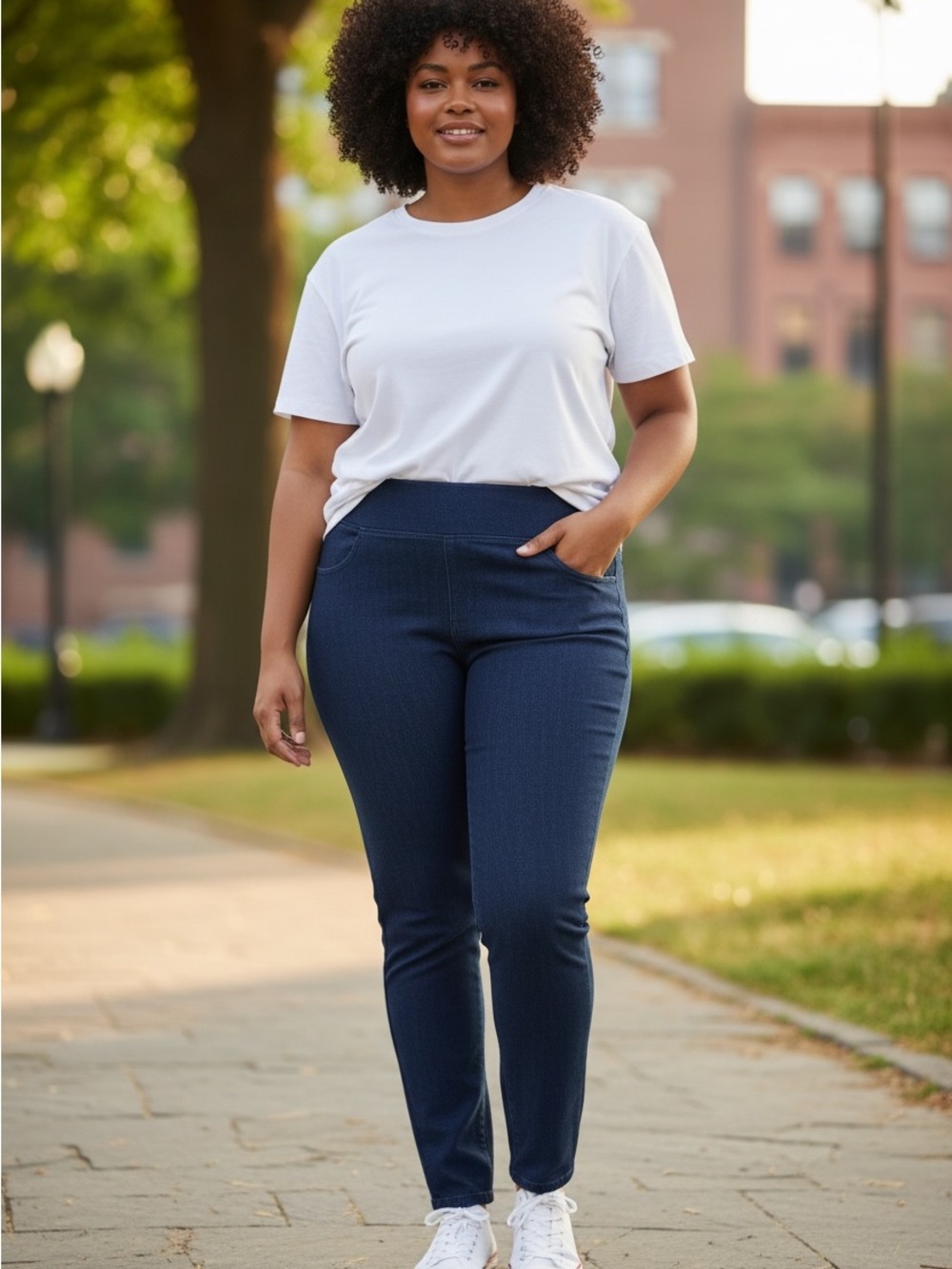 Halara Women’s Dark Blue Pull-On Stretch Skinny Jeggings Size XL Full Length NWT